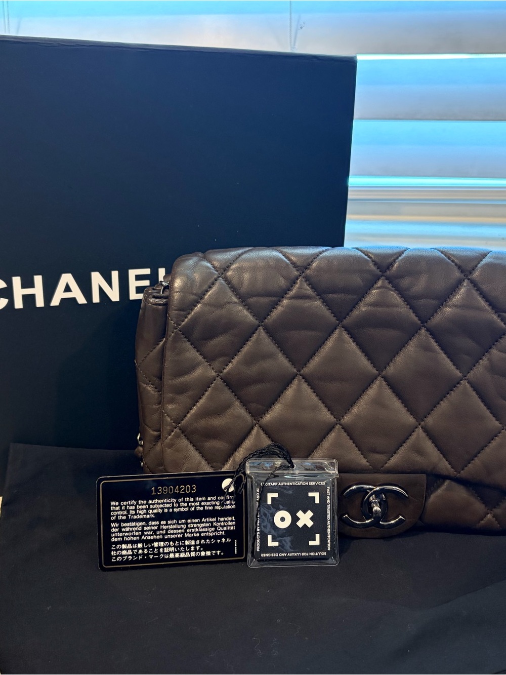 CHANEL 3 Accordion Flap Bag in Dark Brown Leather